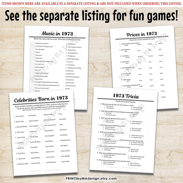Back in the Year 1973 Poster Board, Remember 1973 Sign, Flashback to 1973 USA History from 1973, PRINTABLE 16x20” Sign, Instant Download Digital Printable File