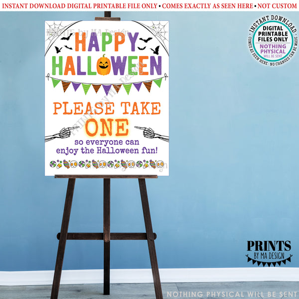 Please Take One Treat Sign, Happy Halloween Trick-Or-Treat Sign, Passing Out Candy, Please Take a Treat, PRINTABLE 8x10/16x20” Sign, Instant Download Digital Printable File