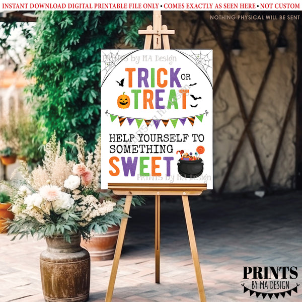 Trick or Treat Help Yourself to Something Sweet Treat Sign, Please Take Halloween Candy, Cauldron Bucket, PRINTABLE 8x10/16x20” Sign, Instant Download Digital Printable File