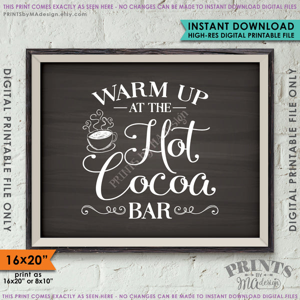 Hot Cocoa Bar Sign, Chalkboard Style 8x10/16x20" Instant Download Printable File - PRINTSbyMAdesign