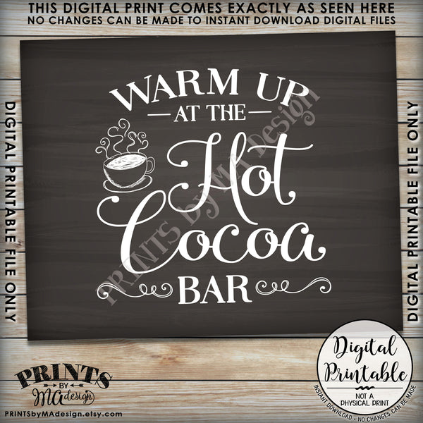 Hot Cocoa Bar Sign, Chalkboard Style 8x10/16x20" Instant Download Printable File - PRINTSbyMAdesign
