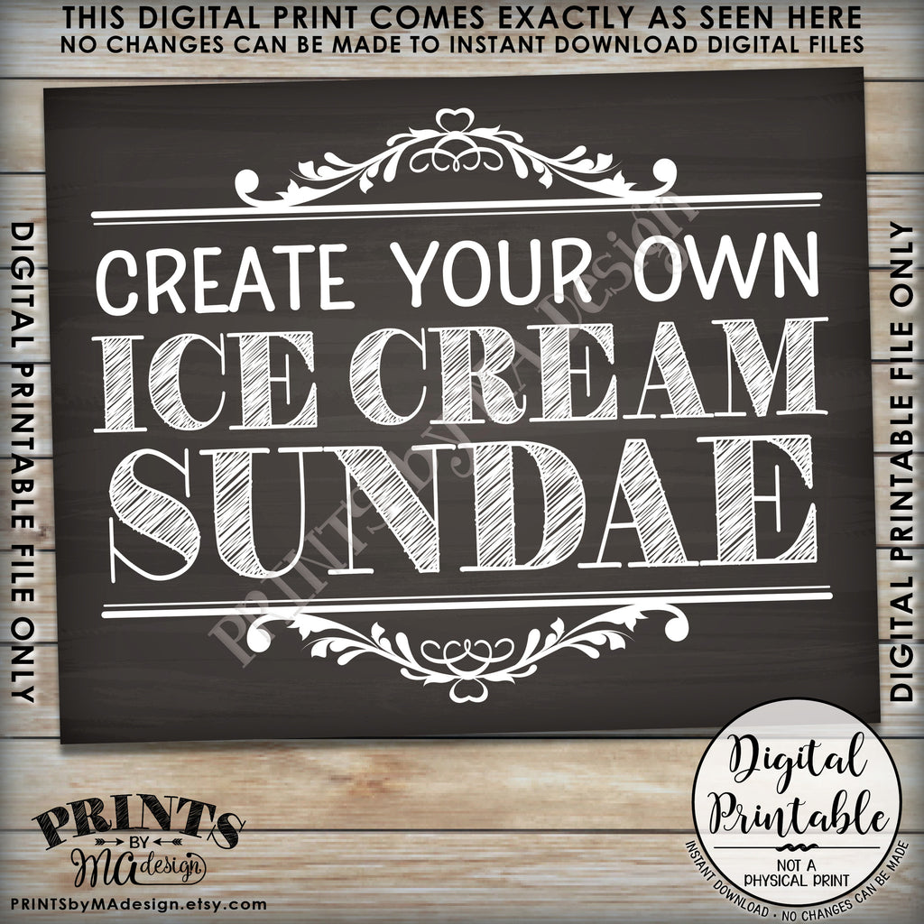 Sundae Sign Sundae Sign, Create Your Own Ice Cream Sundae Bar, Ice Cream Bar, Inst ...
