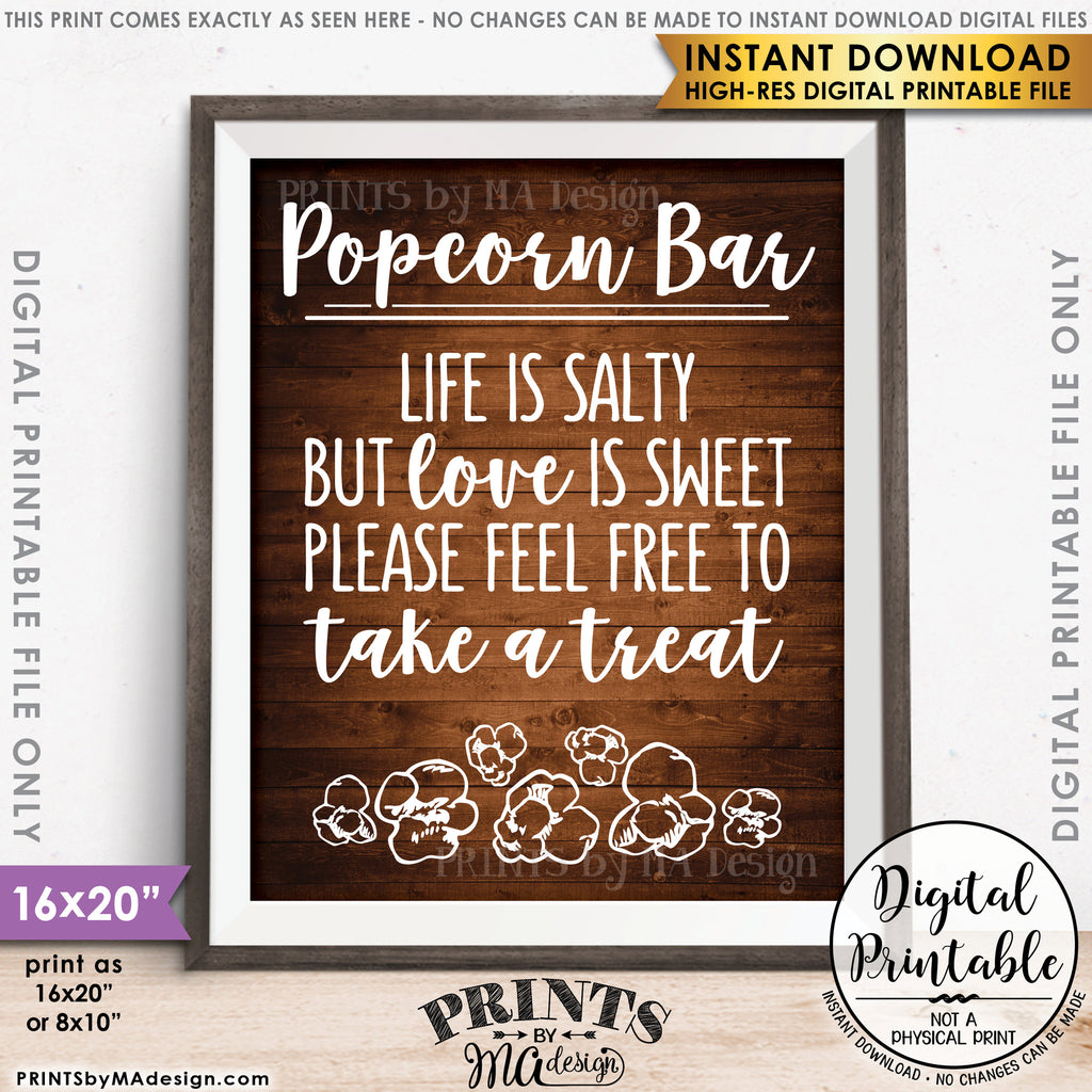 Popcorn Bar Sign, Life is Salty but Love is Sweet Popcorn Wedding Sign – PRINTSbyMAdesign popcorn-bar-sign-life-is-salty-but-love-is-sweet-popcorn-wedding-sign-printsbymadesign