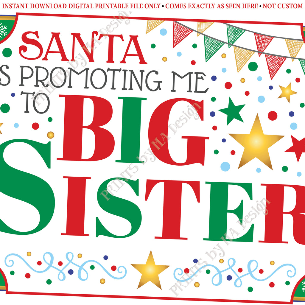 christmas-pregnancy-announcement-santa-is-promoting-me-to-big-sister-printsbymadesign for Free Printable Big Sister Sign Christmas Pregnancy Announcement, Santa is Promoting me to Big Sister, – PRINTSbyMAdesign for Free Printable Big Sister Sign