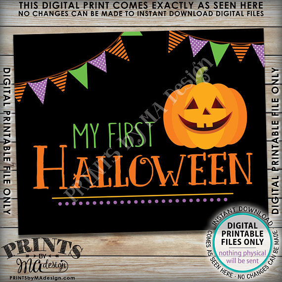 My First Halloween Sign, Baby's 1st Halloween Photo Prop, Pumpkin, Jack-O-Lantern, PRINTABLE 8x10/16x20” <Instant Download> - PRINTSbyMAdesign