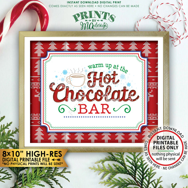 Ugly Sweater Hot Chocolate Bar Sign, Warm Up at the Hot Chocolate Bar Ugly Christmas Sweater Party, Tacky Sweater Party, PRINTABLE 8x10" Instant Download Hot Chocolate Sign - PRINTSbyMAdesign