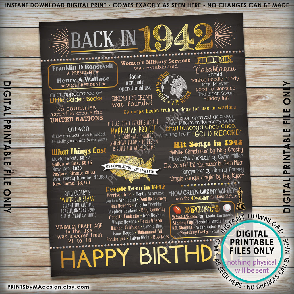 Back In 1942 Free Printable Back In 1942 Free Printable