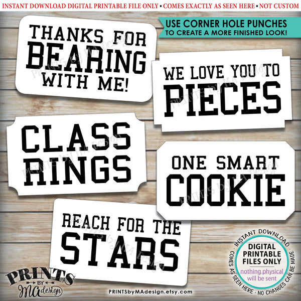 Graduation Party Candy Signs, Candy Bar, Candy Buffet, Smartie Pants, Smart Cookie, Class Ring, Nerds, Worms, 2x3.5" cards on PRINTABLE 8.5x11" Sheet <Instant Download> - PRINTSbyMAdesign