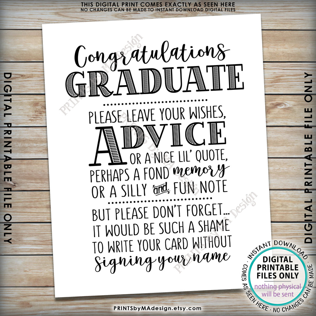 graduation-advice-sign-congratulations-graduate-sign-grad-advice-me-printsbymadesign for Free Printable Graduation Advice Cards Graduation Advice Sign, Congratulations Graduate Sign, Grad Advice, Me – PRINTSbyMAdesign for Free Printable Graduation Advice Cards