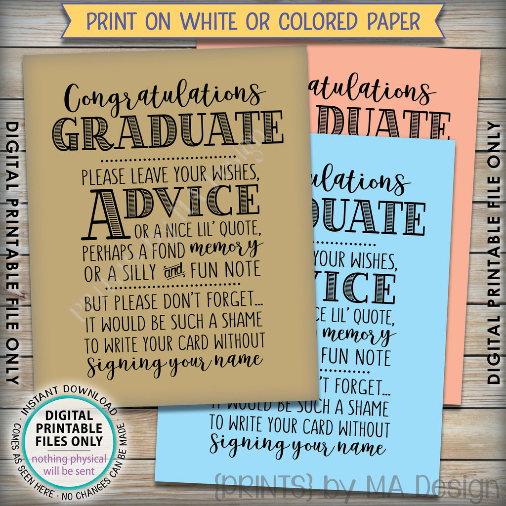 Graduation Advice Sign, Congratulations Graduate Sign, Grad Advice, Me PRINTSbyMAdesign Graduation Advice Sign, Congratulations Graduate Sign, Grad Advice, Me PRINTSbyMAdesign
